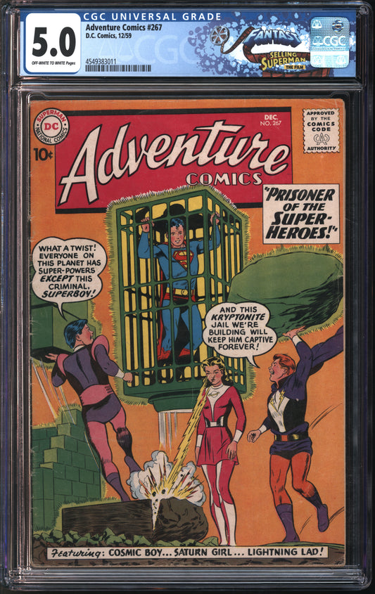 D.C. Comics Adventure Comics #267 12/59 FANTAST CGC 5.0 Off-White to White Pages
