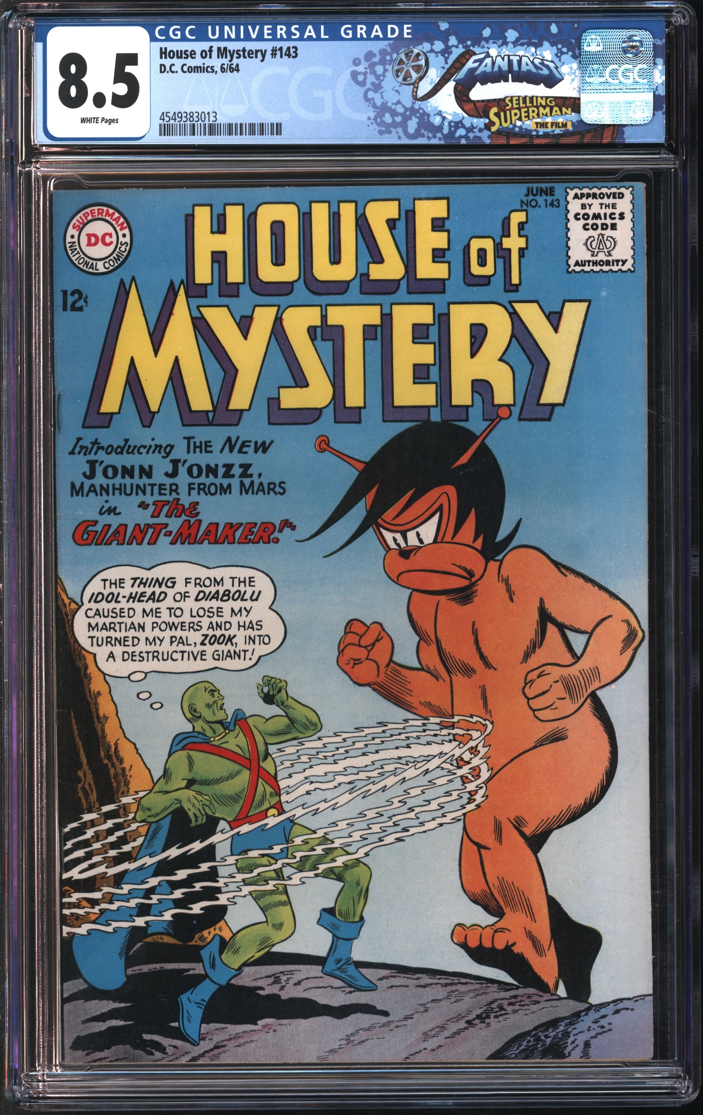 D.C. Comics House of Mystery #143 6/64 FANTAST CGC 8.5 White Pages