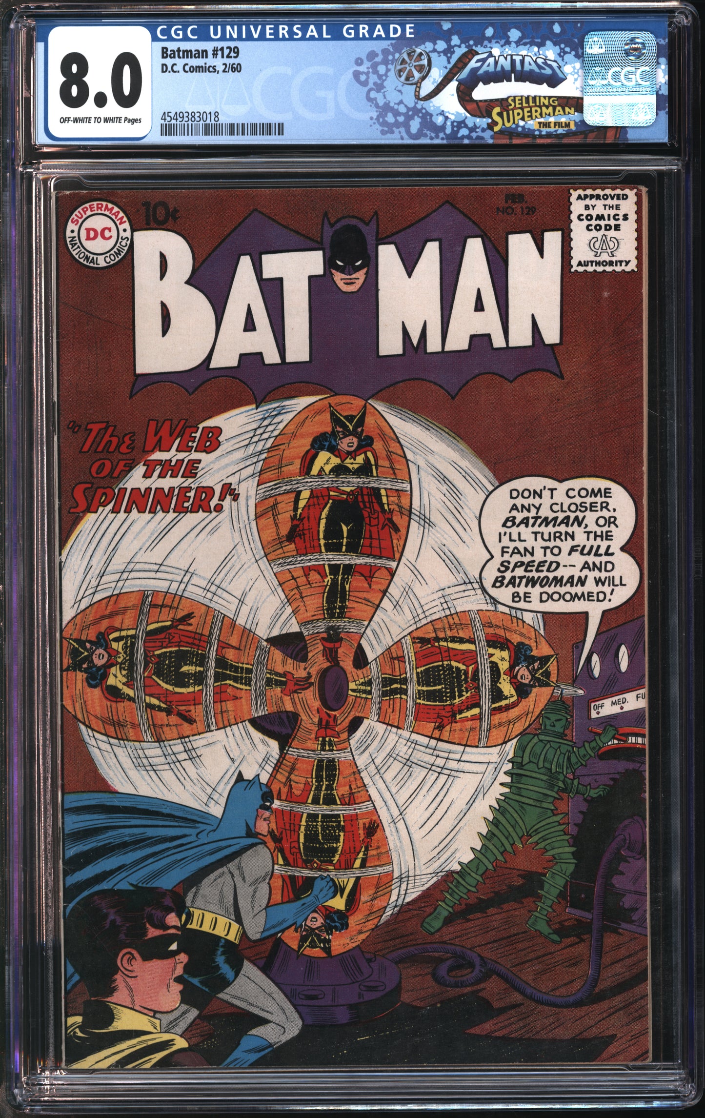 D.C. Comics Batman #129 2/60 CGC 8.0 Off-White to White Pages