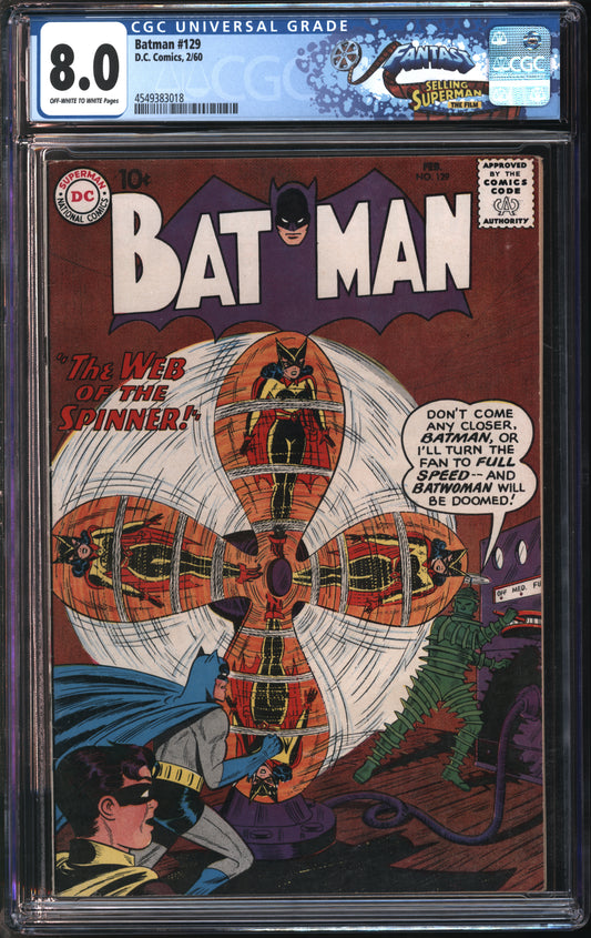 D.C. Comics Batman #129 2/60 FANTAST CGC 8.0 Off-White to White Pages