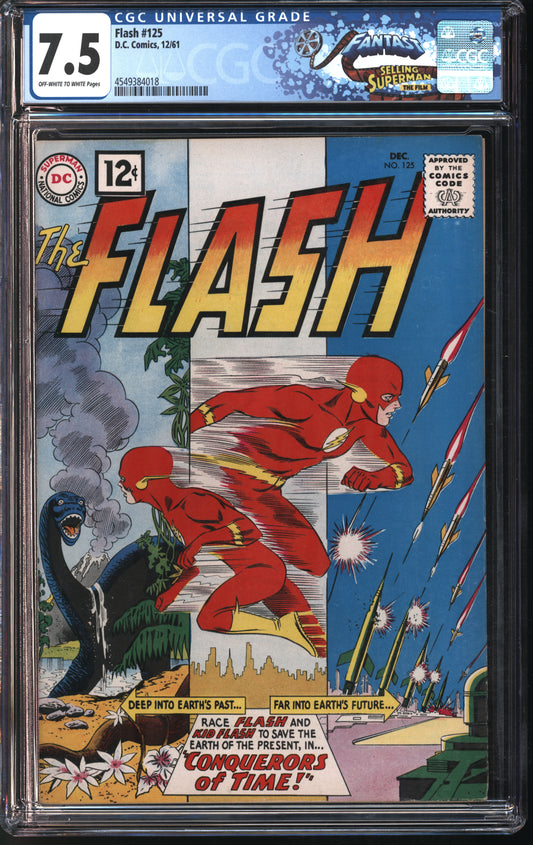 D.C. Comics Flash #125 12/61 FANTAST CGC 7.5 Off-White to White Pages