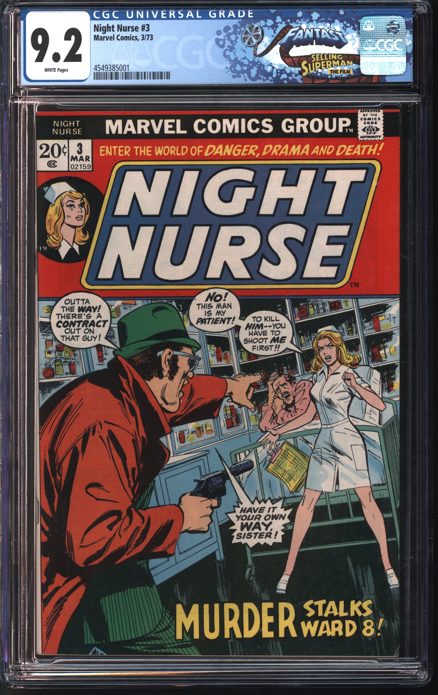 Marvel Comics Night Nurse #3 3/73 FANTAST CGC 9.2 White Pages