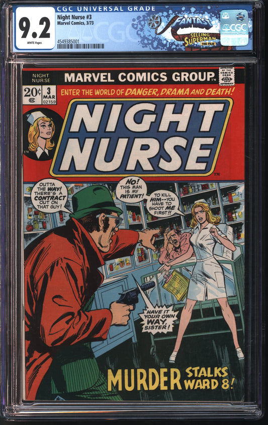 Marvel Comics Night Nurse #3 3/73 FANTAST CGC 9.2 White Pages