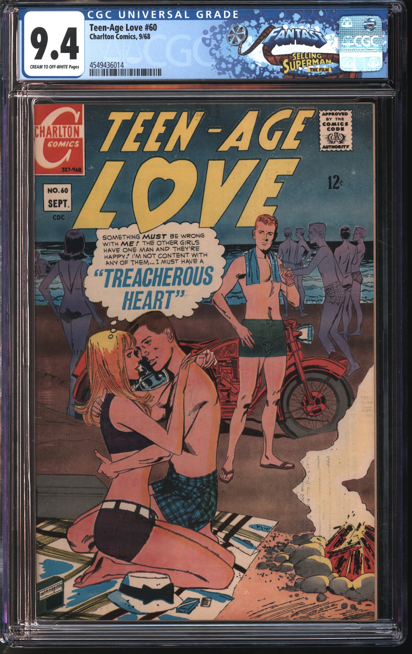 Chalton Comics Teen-Age Love #60 9/68 FANTAST CGC 9.4 Cream to Off-White Pages