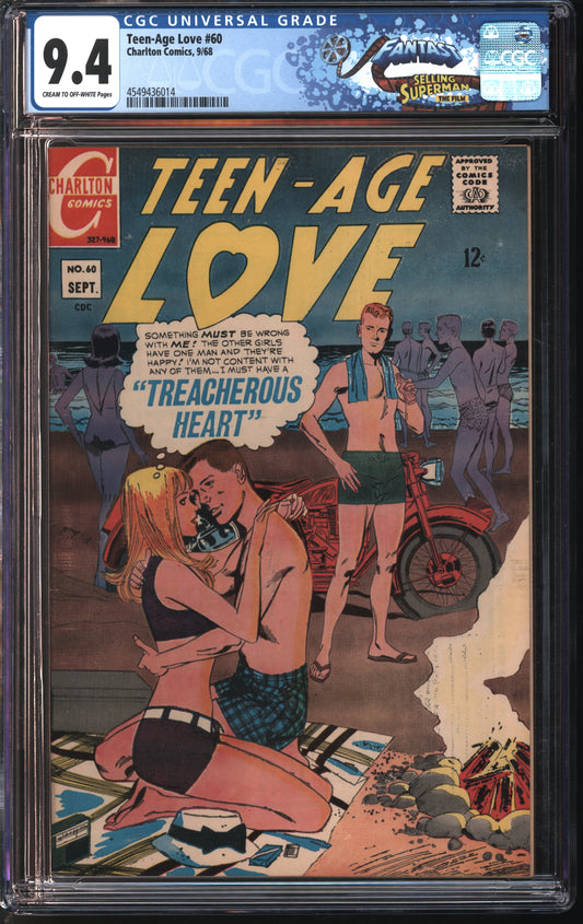 Chalton Comics Teen-Age Love #60 9/68 FANTAST CGC 9.4 Cream to Off-White Pages