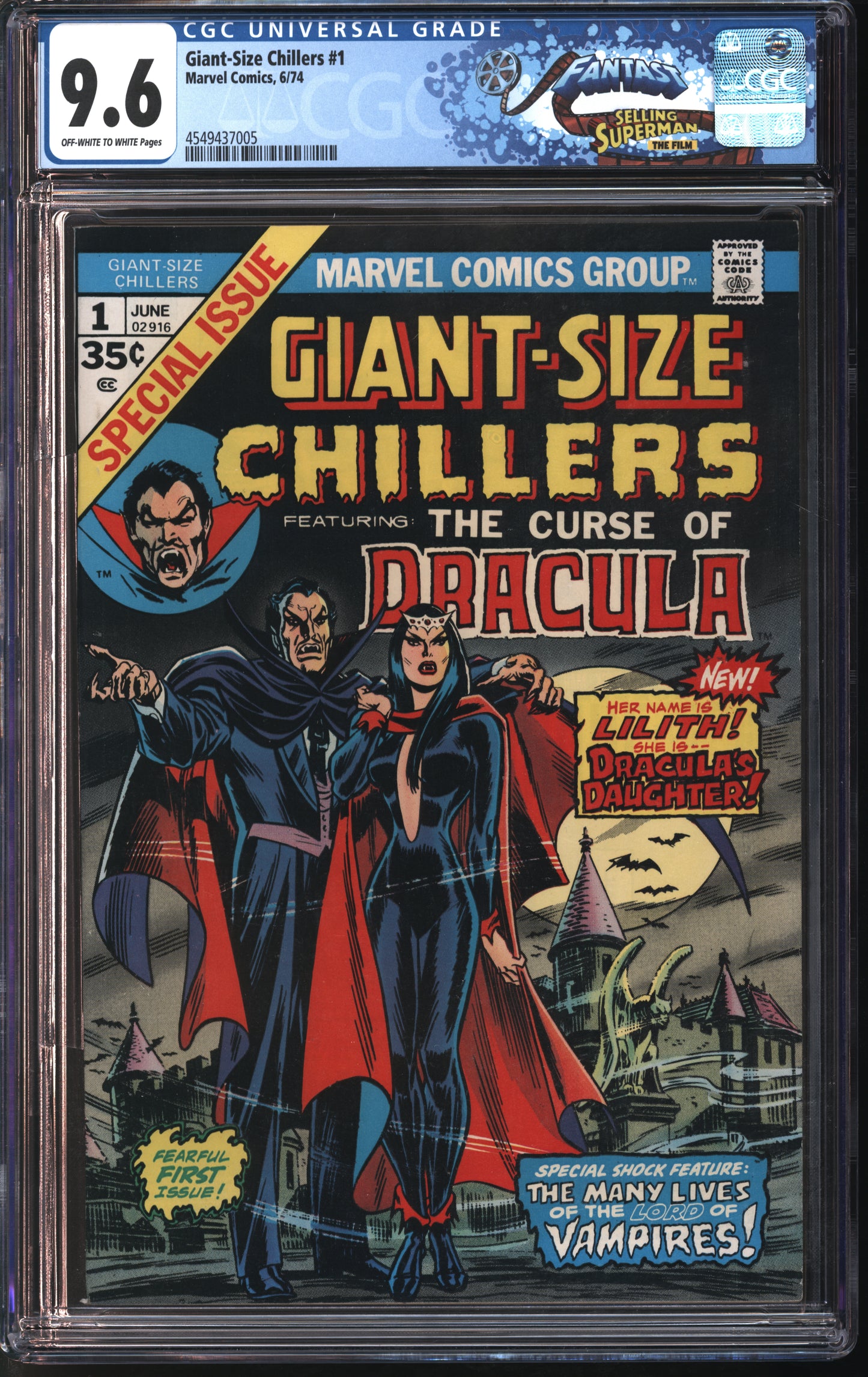 Marvel Comics Giant-Size Chillers #1 6/74 FANTAST CGC 9.6 Off-White to White Pages