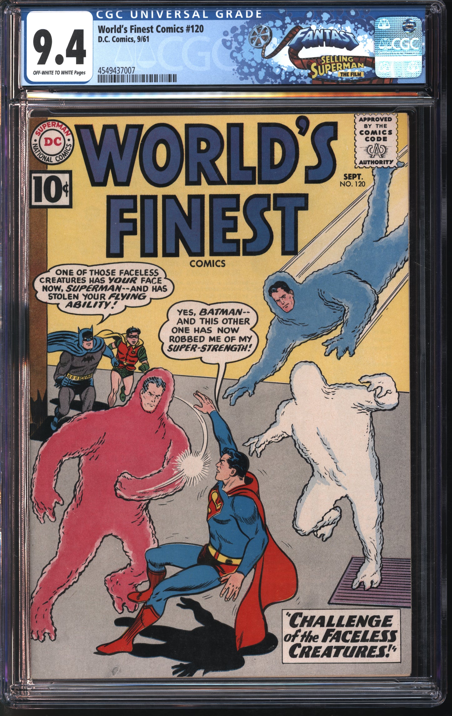D.C. Comics World's Finest Comics #120 9/61 FANTAST CGC 9.4 Off-White to White Pages
