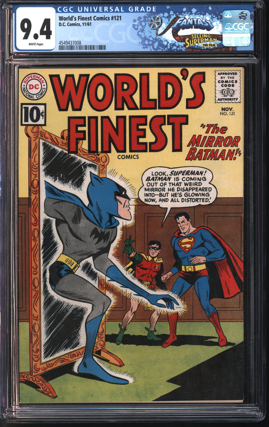 D.C. Comics World's Finest Comics #121 11/61 FANTAST CGC 9.4 White Pages