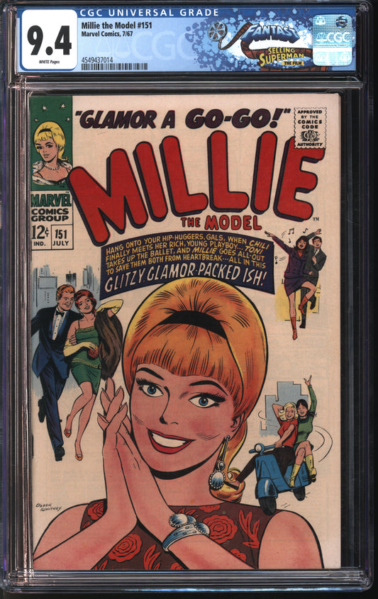 Marvel Comics Millie the Model #151 7/67 FANTAST CGC 9.4 White Pages