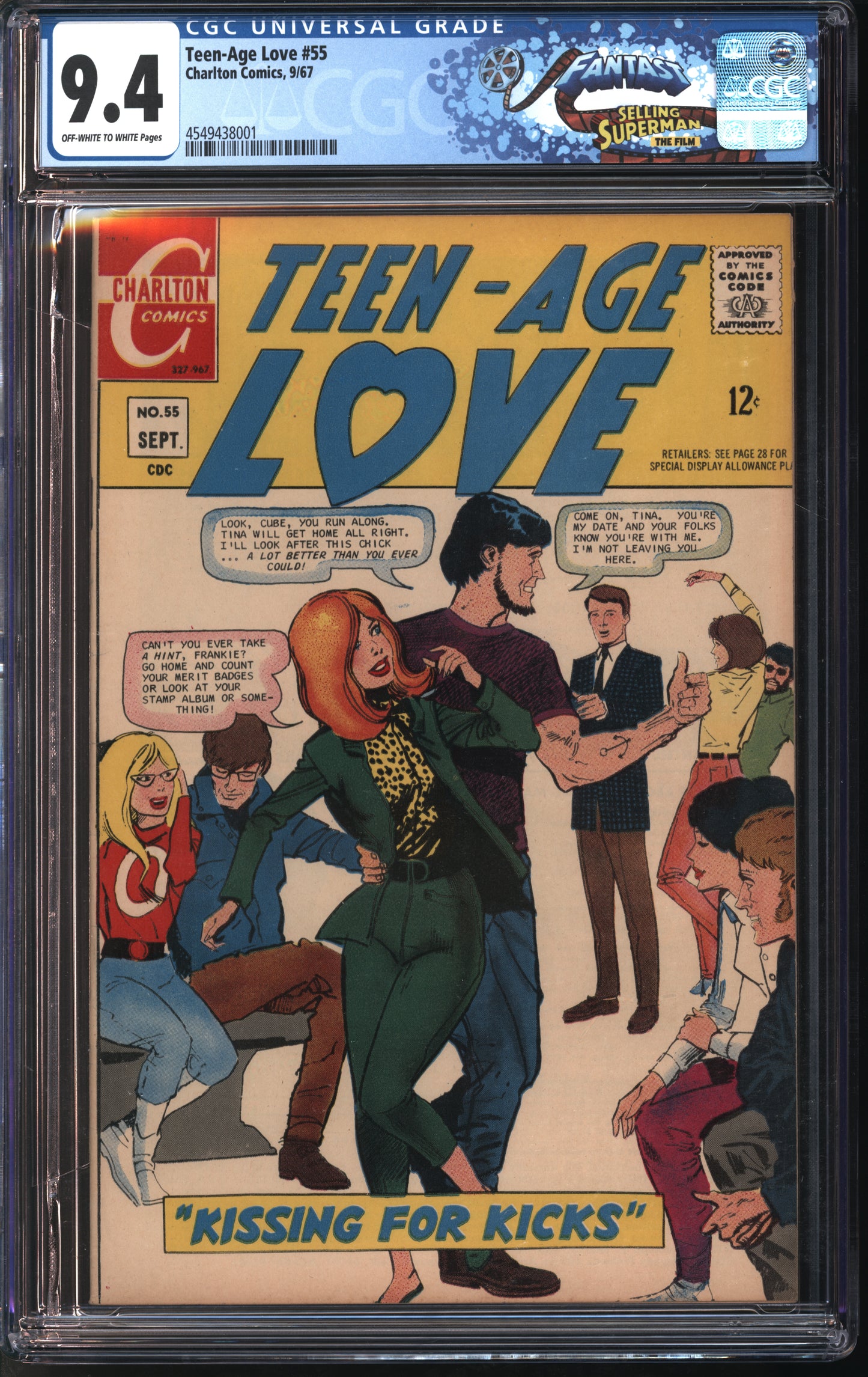 Chalton Comics Teen-Age Love #55 9/67 FANTAST CGC 9.4 Off-White to White Pages