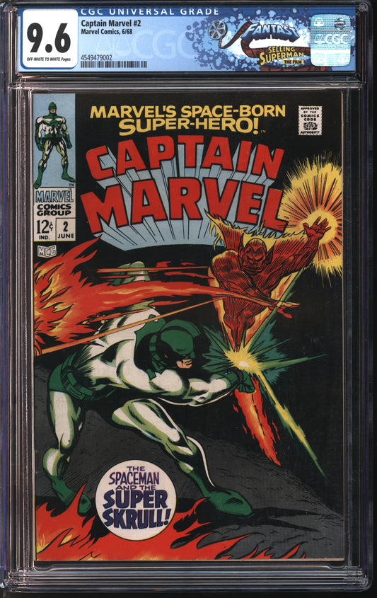 Marvel Comics Captain Marvel #2 6/68 FANTAST CGC 9.6 Off-White to White Pages