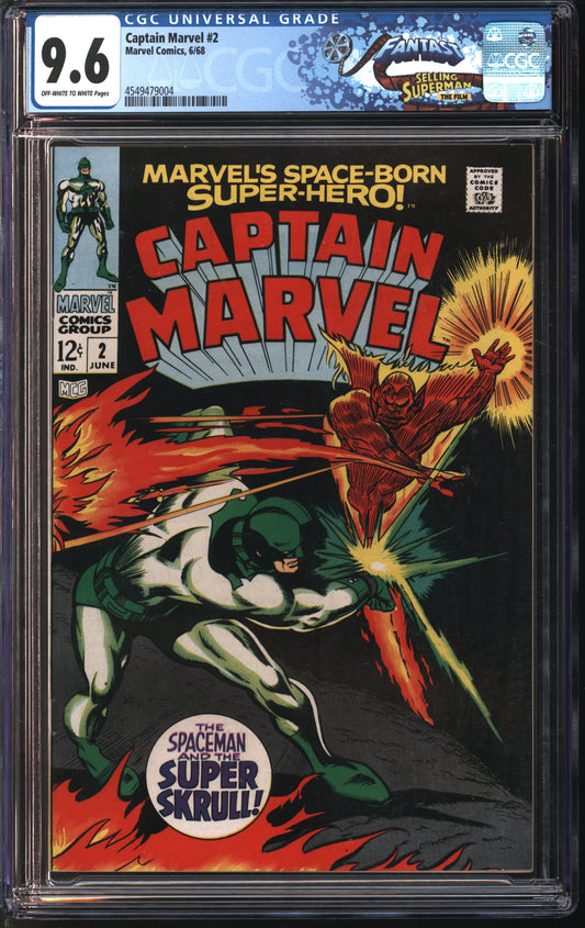 Marvel Comics Captain Marvel #2 6/68 FANTAST CGC 9.6 Off-White to White Pages