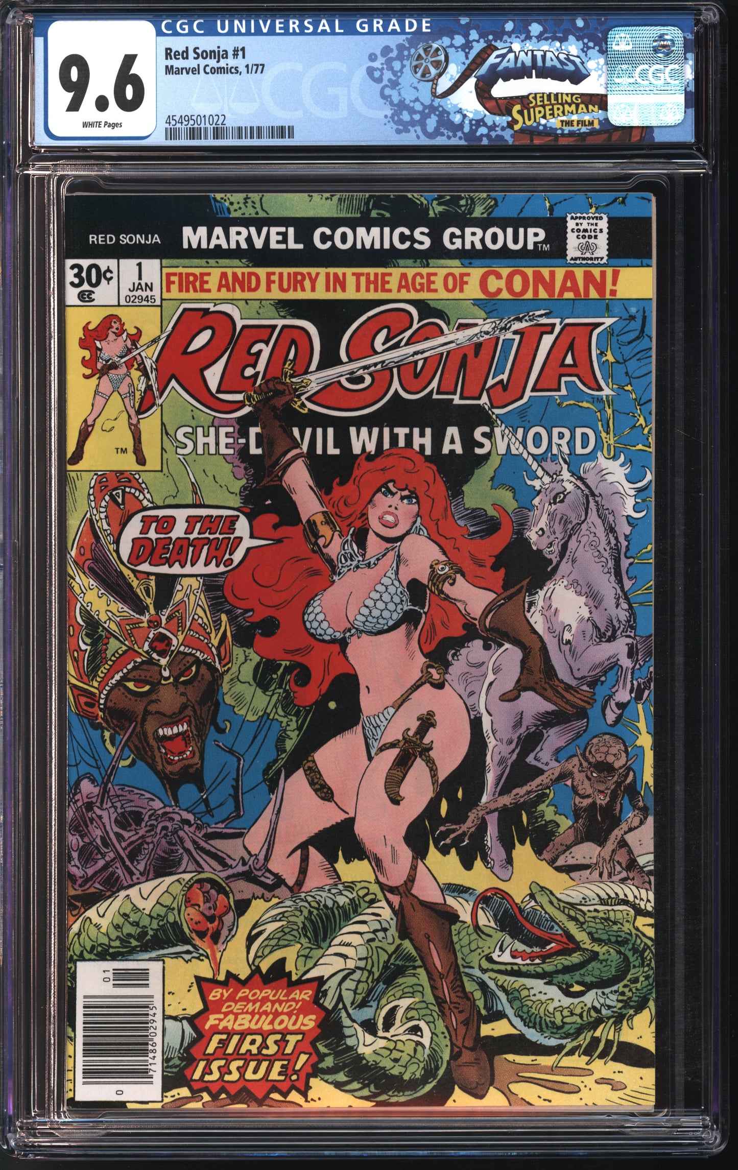 Marvel Comics Red Sonja #1 1/77 FANTAST CGC 9.6 White Pages