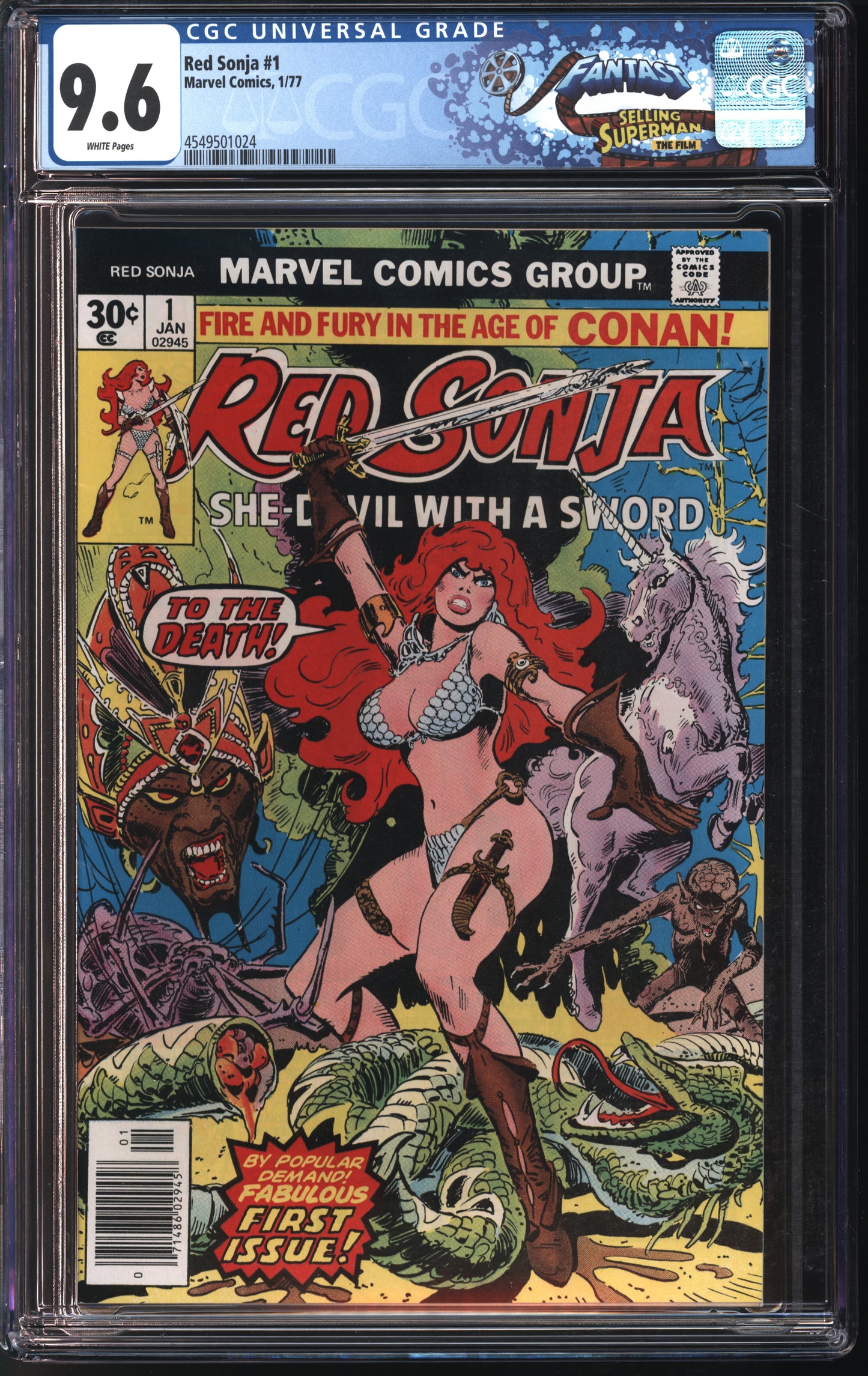 Marvel Comics Red Sonja #1 1/77 FANTAST CGC 9.6 White Pages