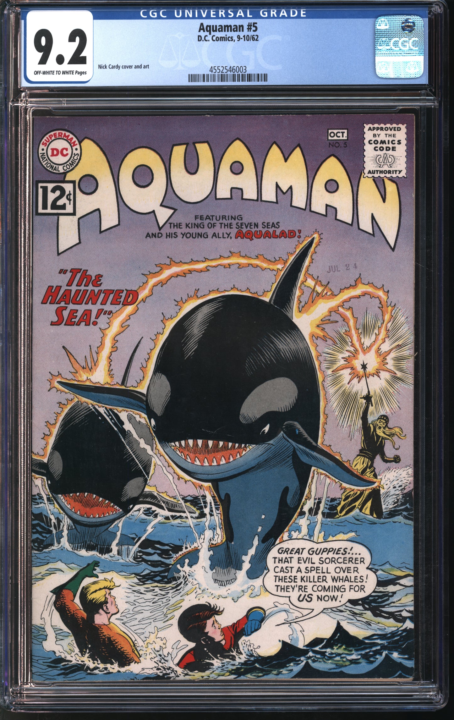 D.C. Comics Aquaman #5 9-10/62 CGC 9.2 Off-White to White Pages