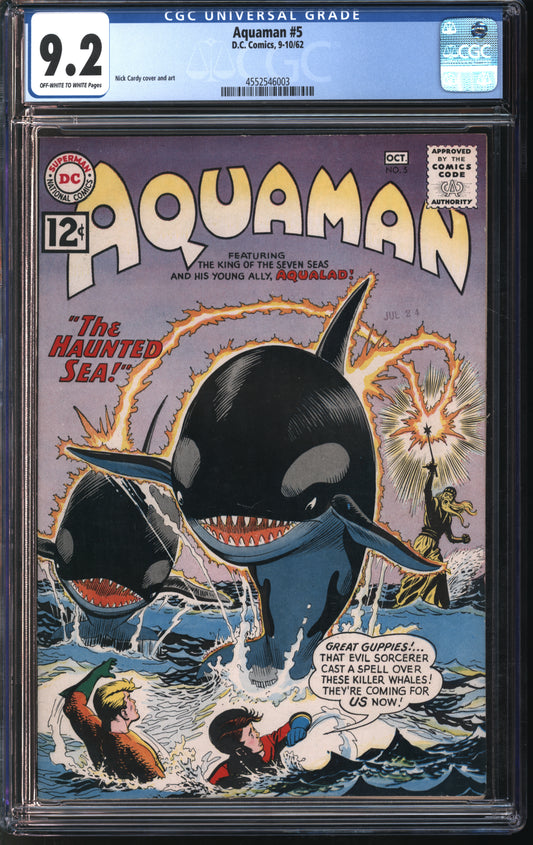 D.C. Comics Aquaman #5 9-10/62 CGC 9.2 Off-White to White Pages