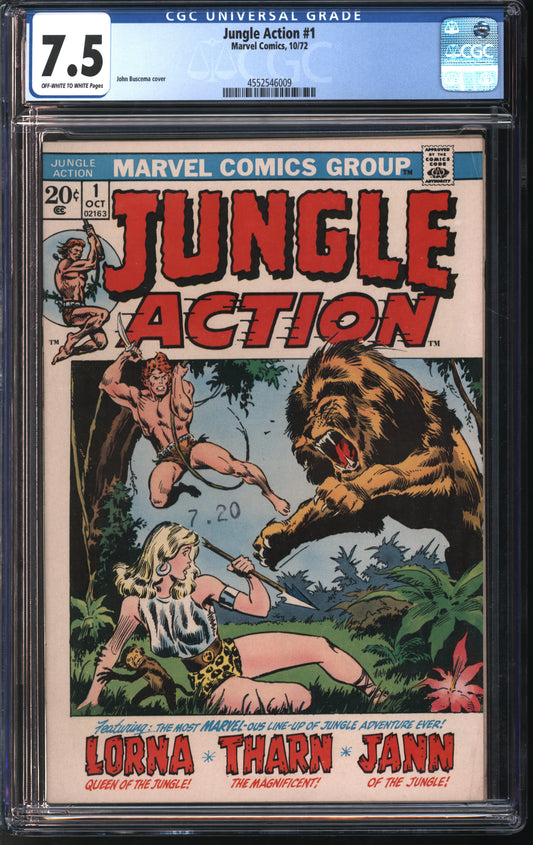 Marvel Comics Jungle Action 1 10/72 CGC 7.5 Off-White to White Pages
