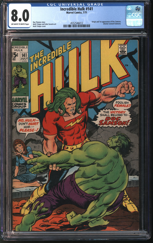 Marvel Comics Incredible Hulk #141 7/71 CGC 8.0 Off-White to White Pages