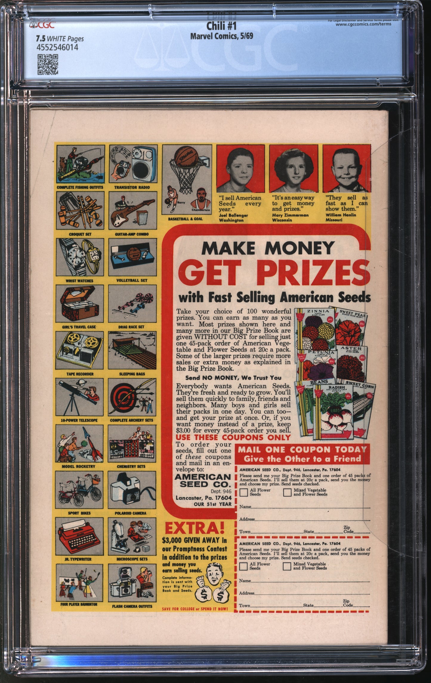 Marvel Comics Chili #1 5/69 CGC 7.5 White Pages