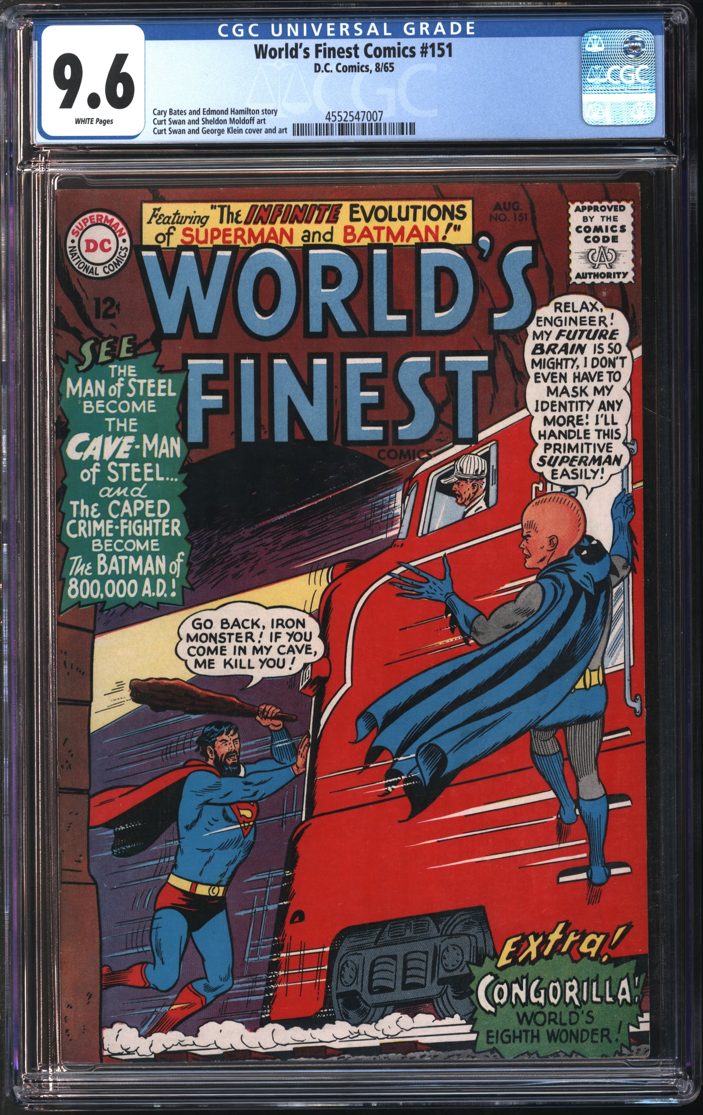 D.C. Comics World's Finest Comics #151 8/65 CGC 9.6 White Pages