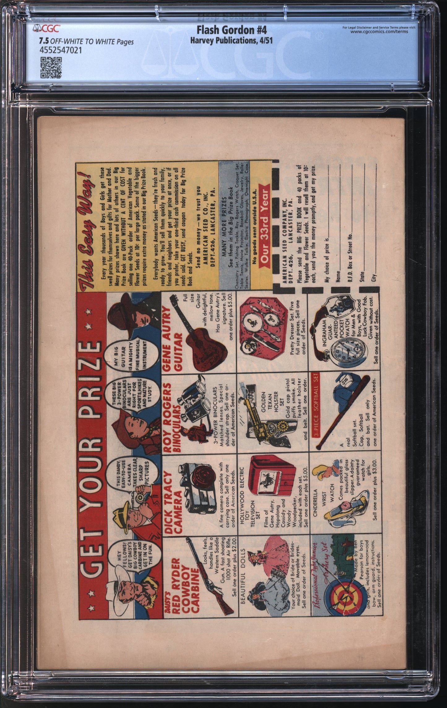 Harvey Pub. Flash Gordon #4 4/51 CGC 7.5 Off-White to White Pages