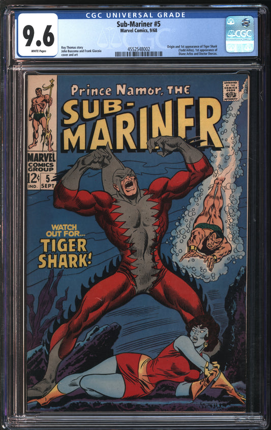 Marvel Comics Sub-Mariner #5 9/68 CGC 9.6 White Pages