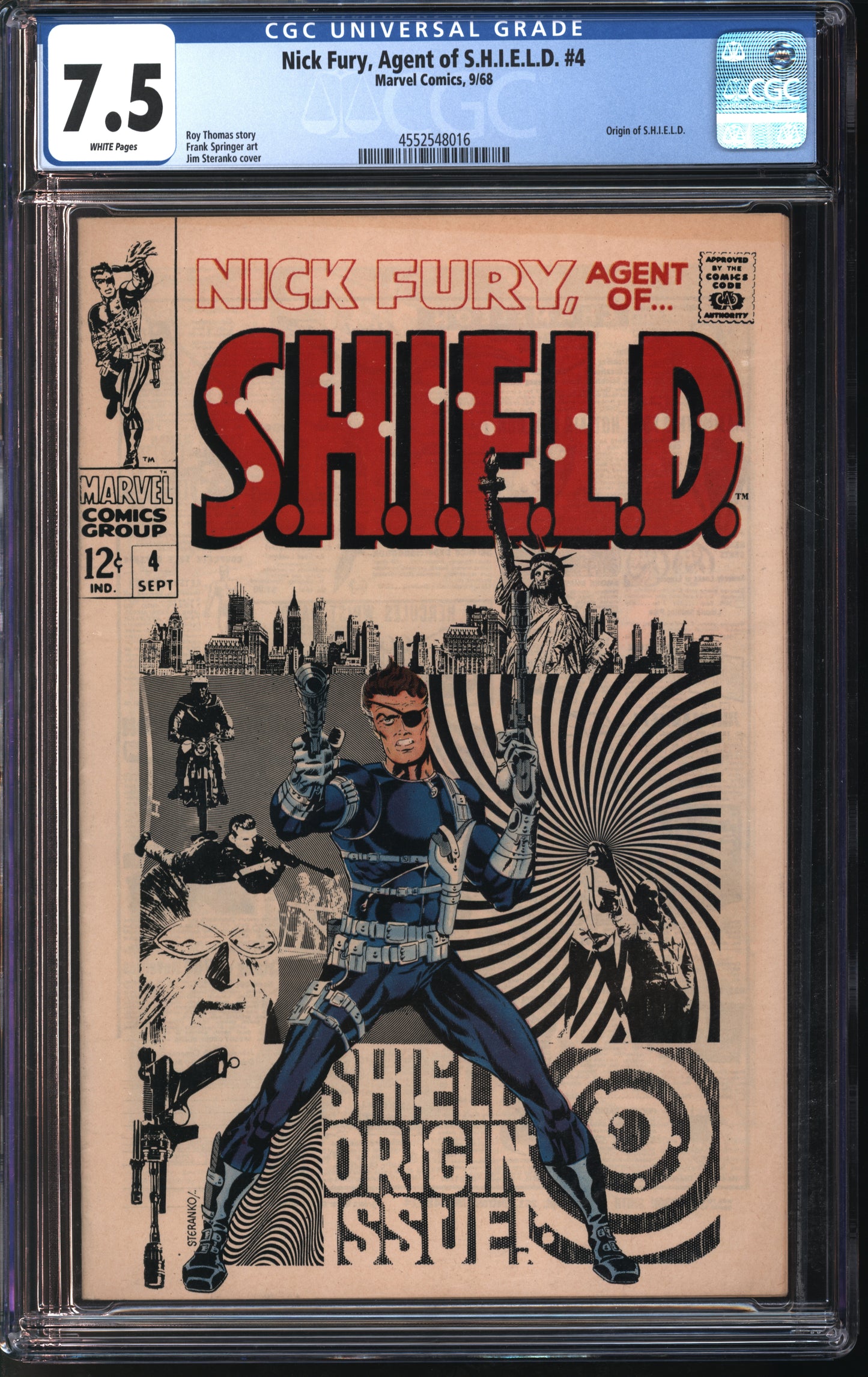 Marvel Comics Nick Fury Agent of Shield #4 9/68 CGC 7.5 White Pages