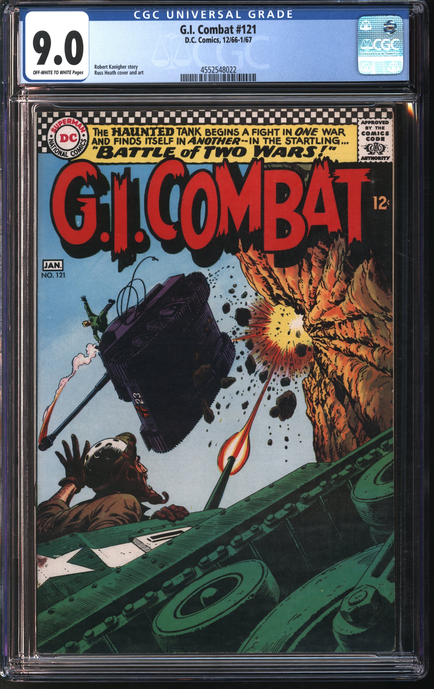 D.C. Comics G.I. Combat #121 12/66-1/67 CGC 9.0 Off-White to White Pages