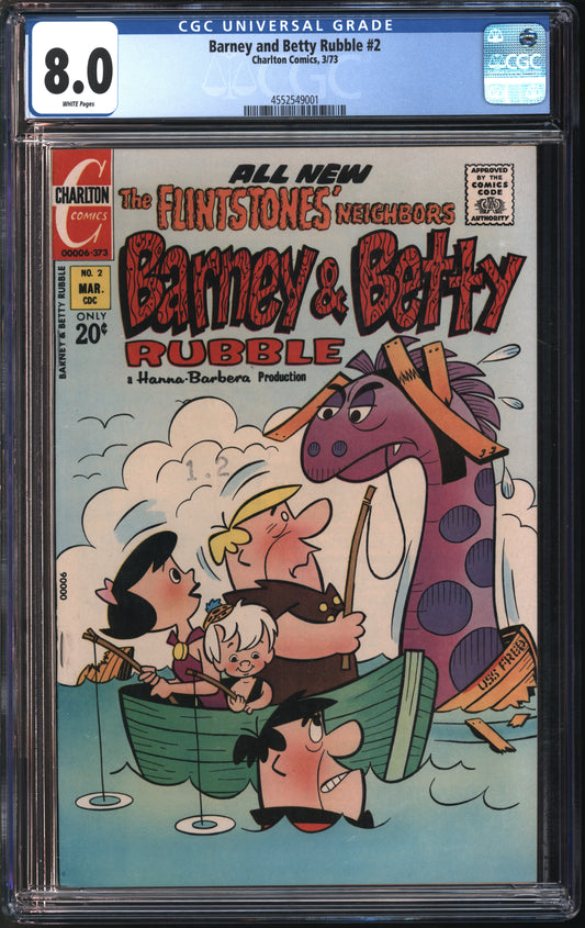 Charlton Comics Barney and Betty Rubble #2 3/73 CGC 8.0 White Pages