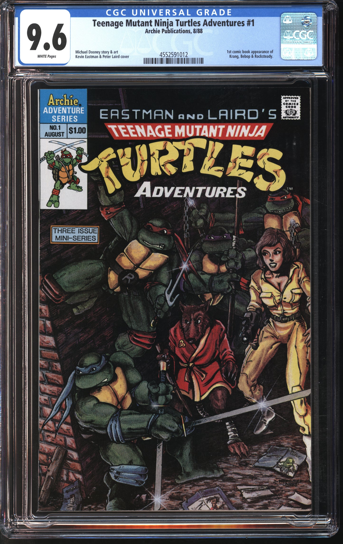 Archie Comics Teenage Mutant Ninja Turtles Adventures #1 8/88 CGC 9.6 White Pages