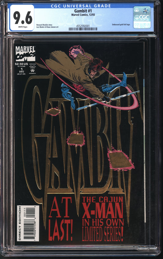 Marvel Comics Gambit #1 GOLD FOIL 12/93 CGC 9.6 White Pages