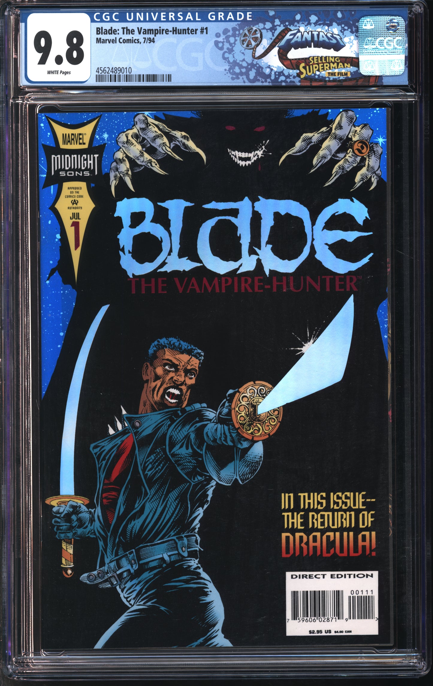 Marvel Comics Blade: The Vampire-Hunter #1 7/94 FANTAST CGC 9.8 White Pages