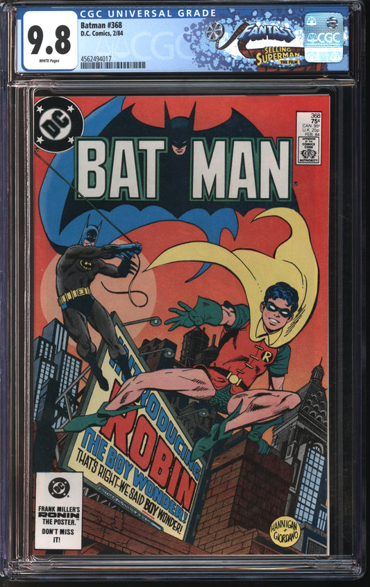 D.C. Comics Batman #368 2/84 FANTAST CGC 9.8 White Pages