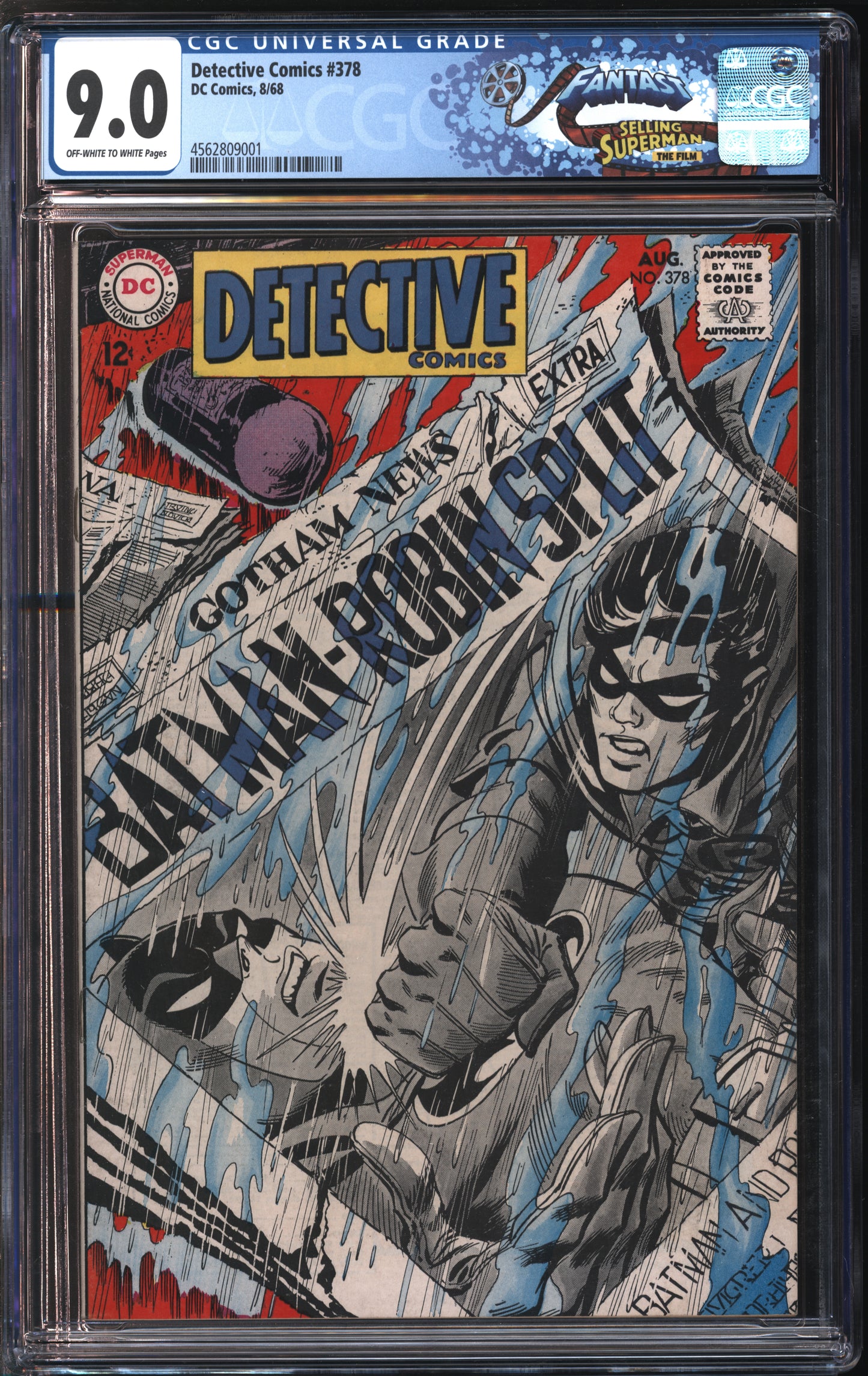 D.C. Comics Detective Comics #378 8/68 FANTAST CGC 9.0 Off-White to White Pages