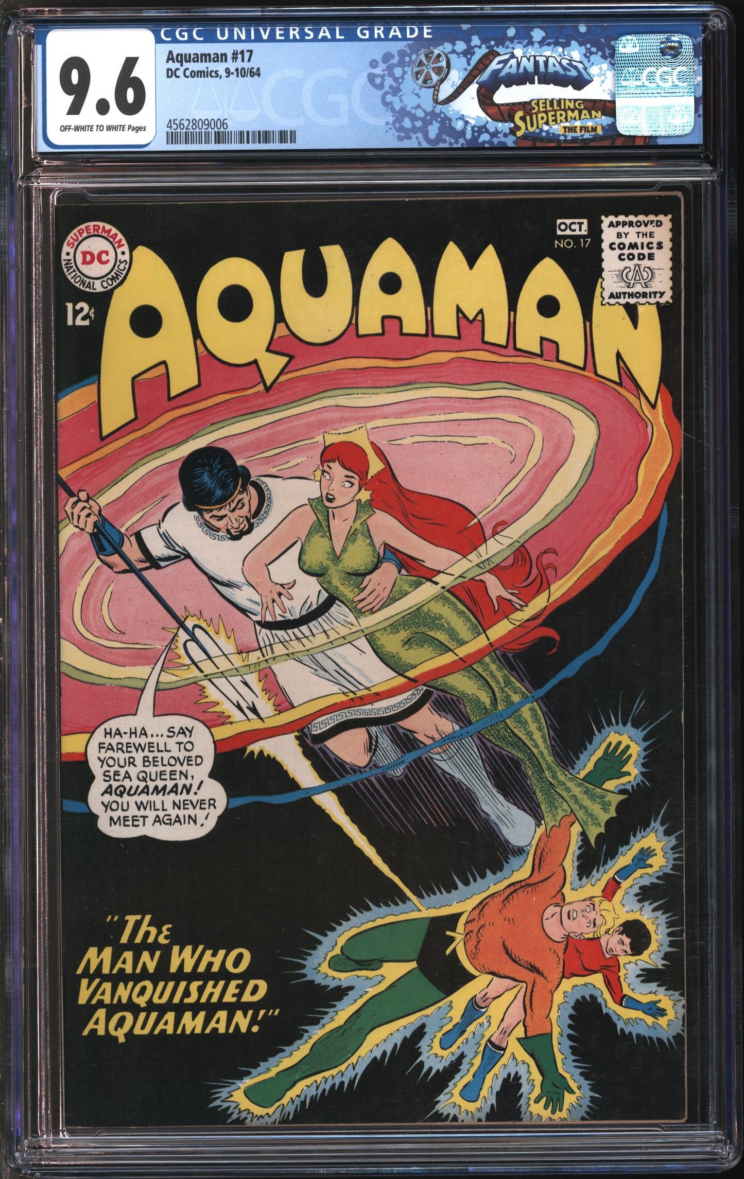 D.C. Comics Aquaman #17 10/64 FANTAST CGC 9.6 Off-White to White Pages