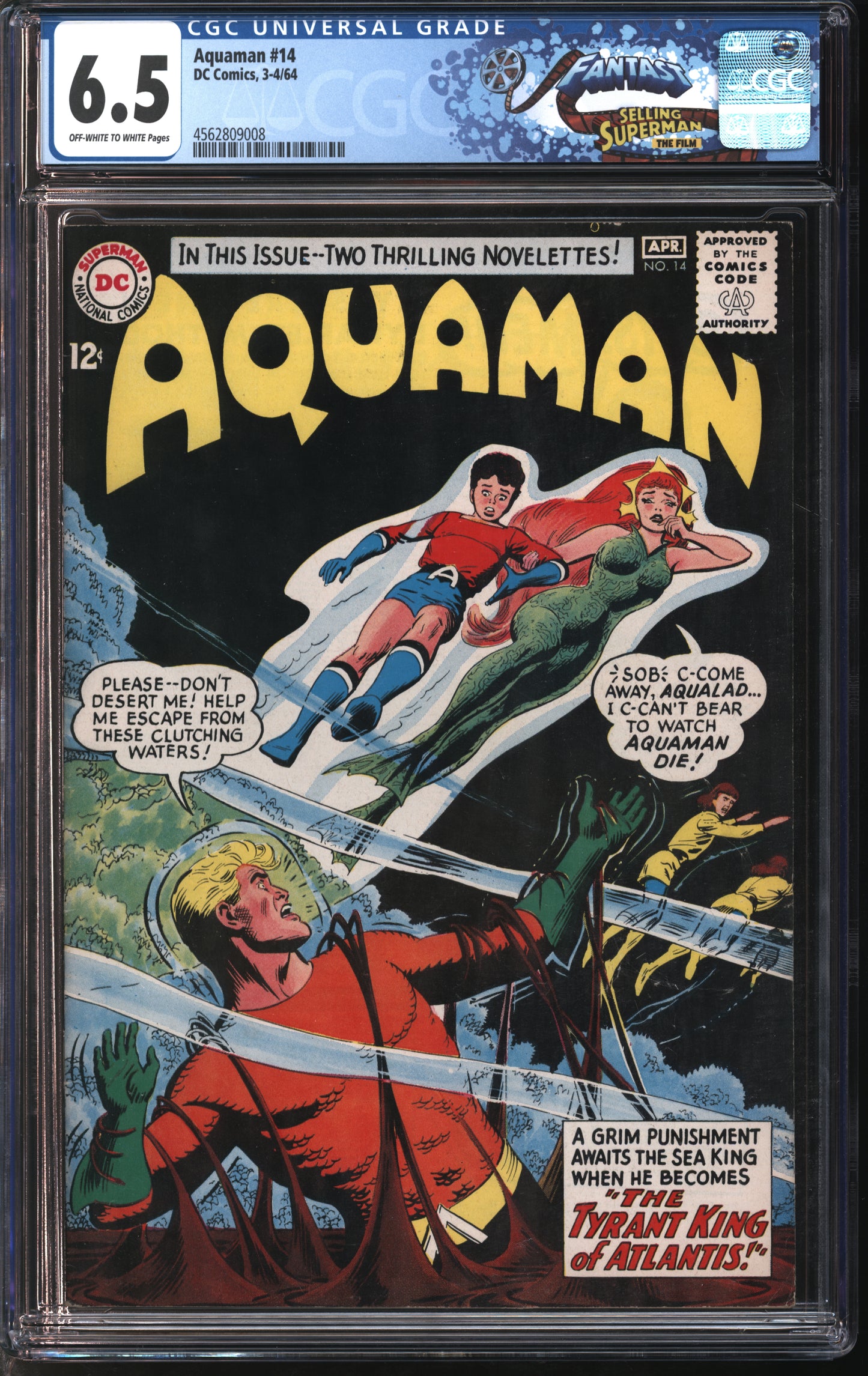 D.C. Comics Aquaman #14 3-4/64 FANTAST CGC 6.5 Off-White to White Pages