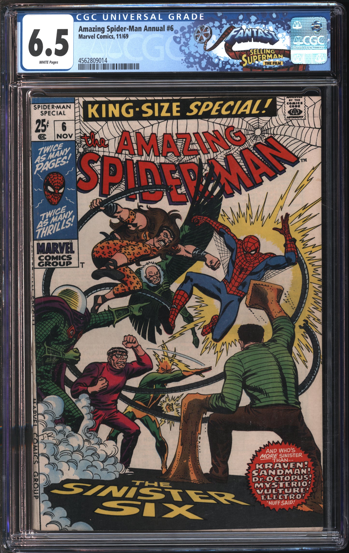 Marvel Comics Amazing Spider-Man Annual #6 11/69 FANTAST CGC 6.5 White Pages