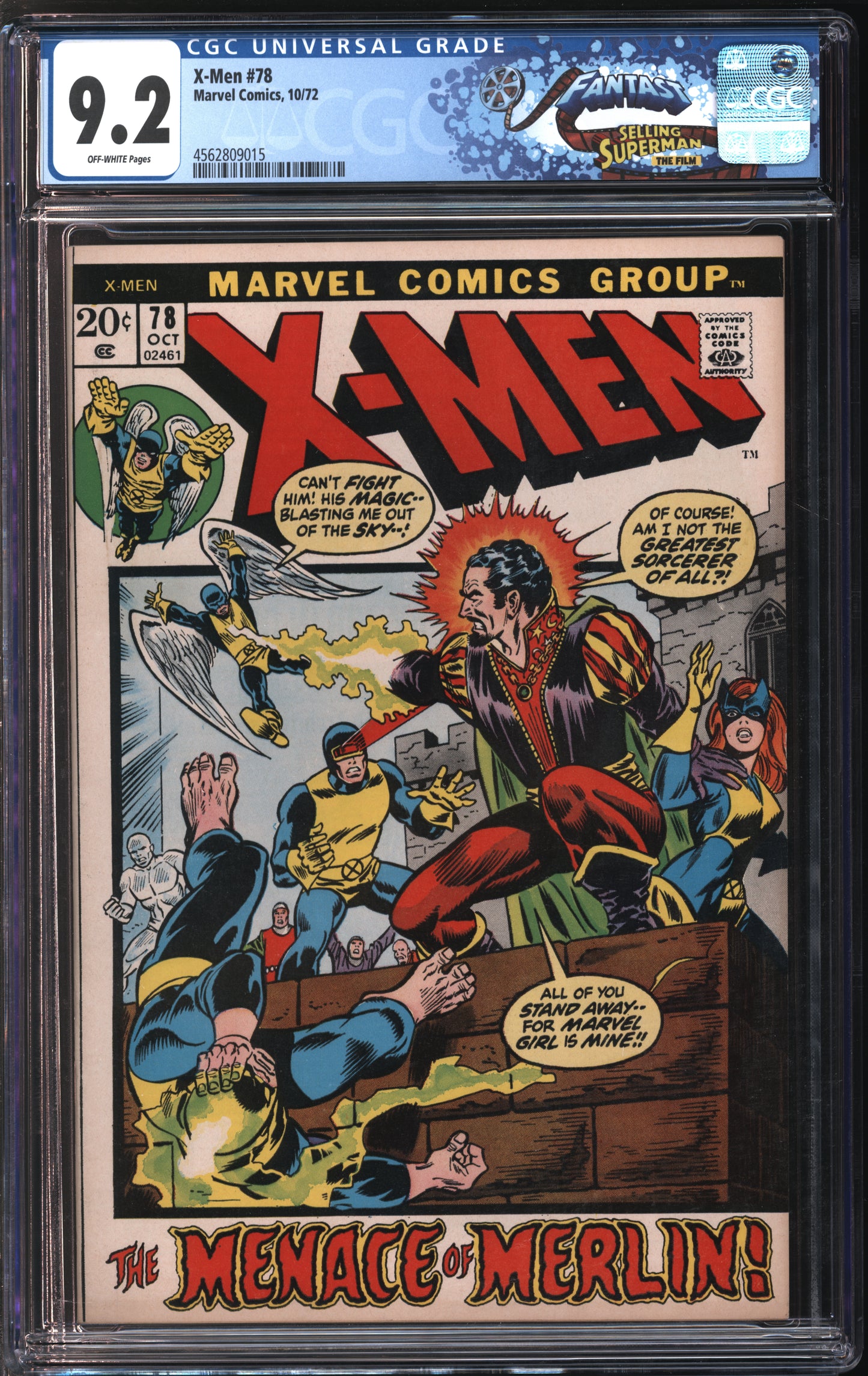 Marvel Comics X-Men #78 10/72 FANTAST CGC 9.2 Off-White Pages