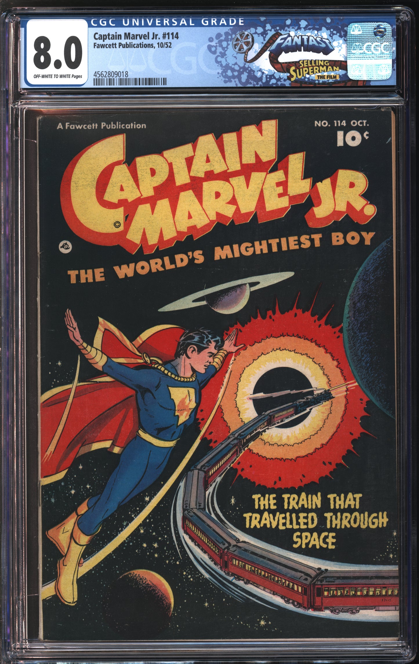 Fawcett Publications Captain Marvel Jr. #114 10/52 FANTAST CGC 8.0 Off-White to White Pages