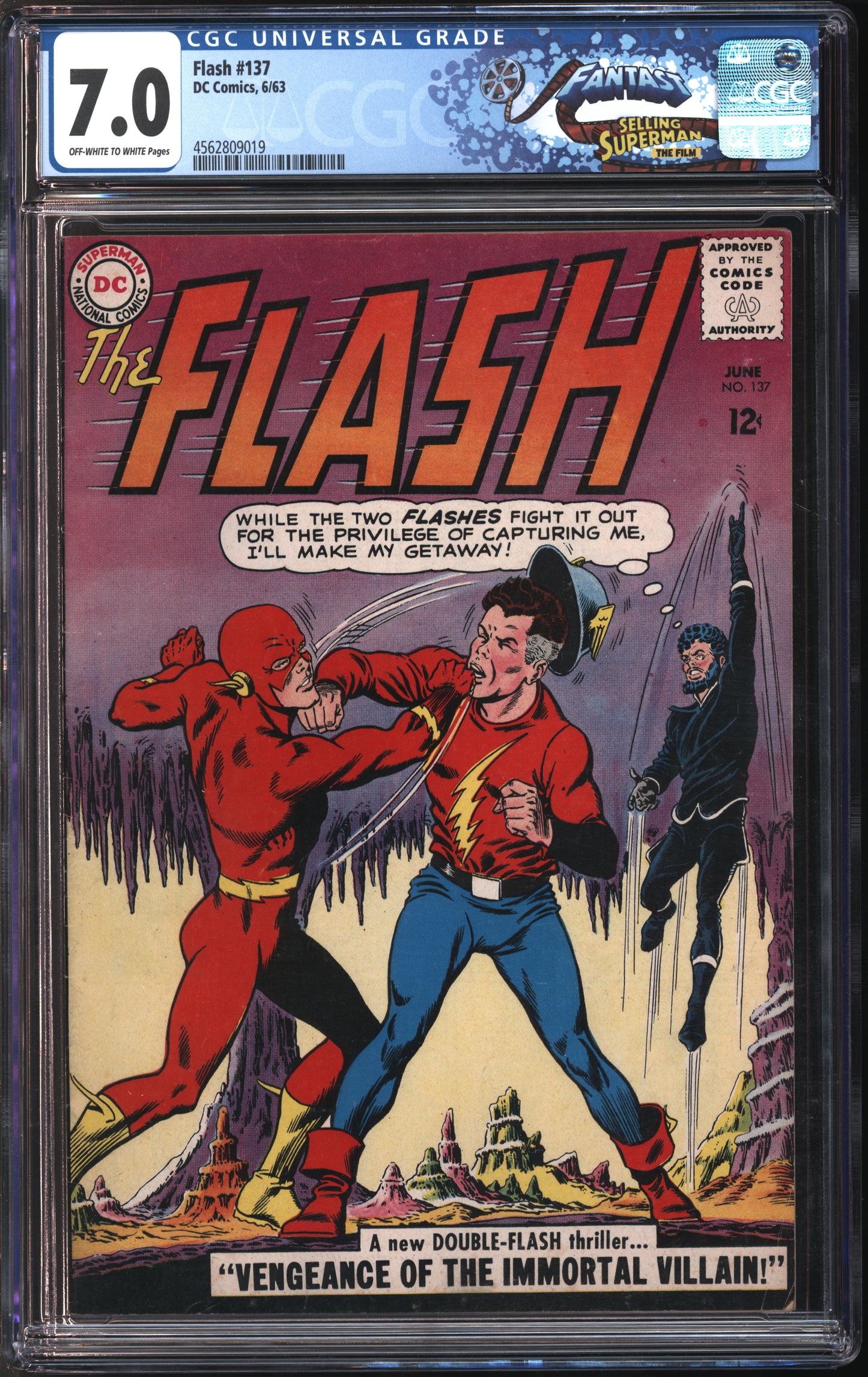 D.C. Comics Flash #137 6/63 FANTAST CGC 7.0 Off-White to White Pages