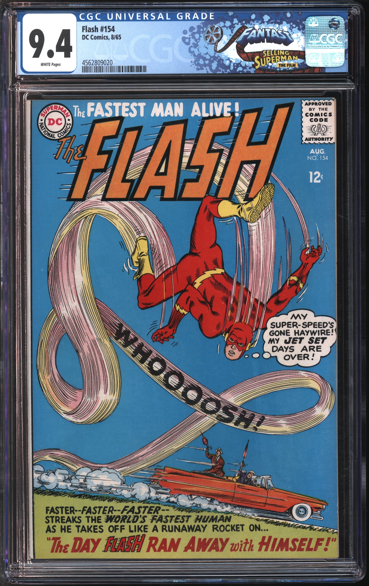 D.C. Comics Flash #154 8/65 FANTAST CGC 9.4 White Pages