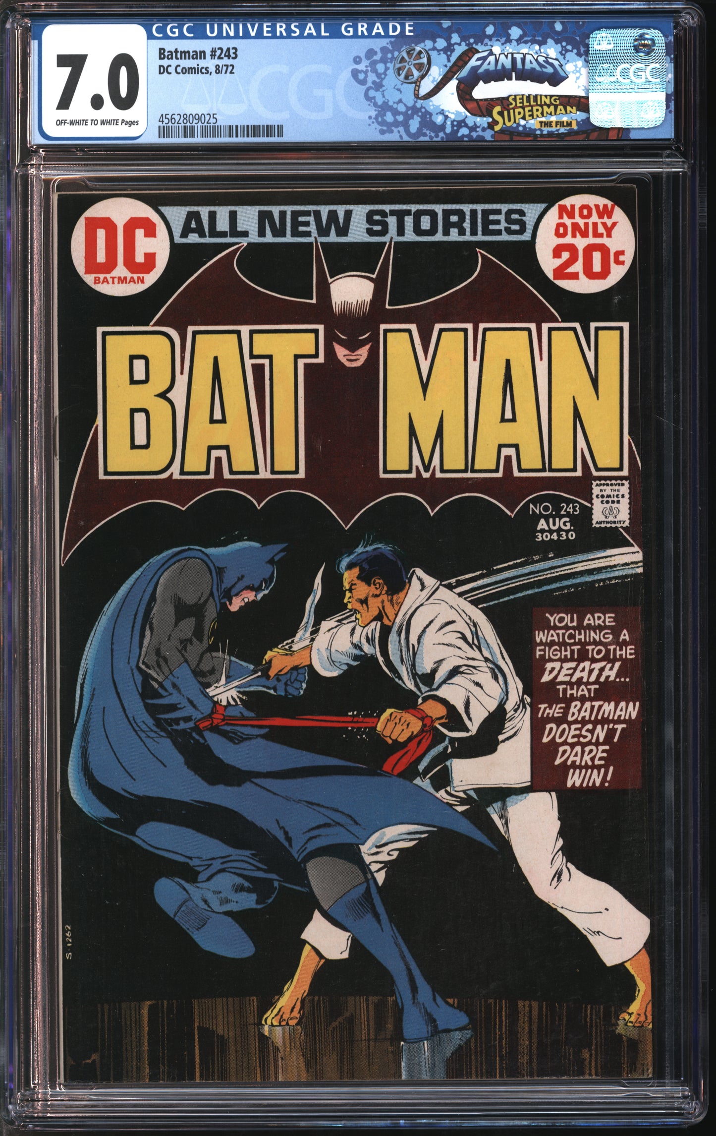 D.C. Comics Batman #243 8/72 FANTAST CGC 7.0 Off-White to White Pages