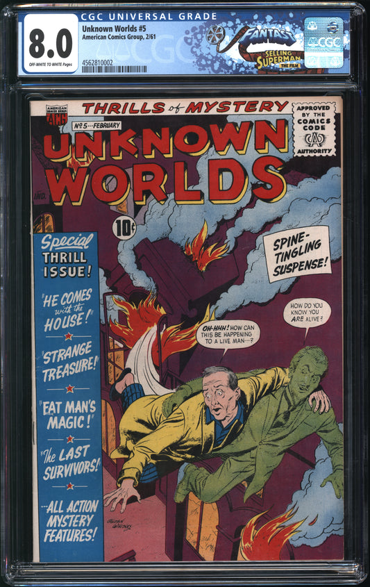 American Comics Group Unknown Worlds #5 2/61 FANTAST CGC 8.0 Off-White to White Pages
