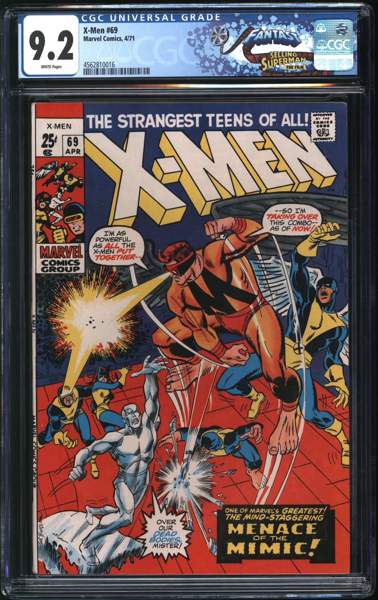 Marvel Comics X-Men #69 4/71 FANTAST CGC 9.2 White Pages