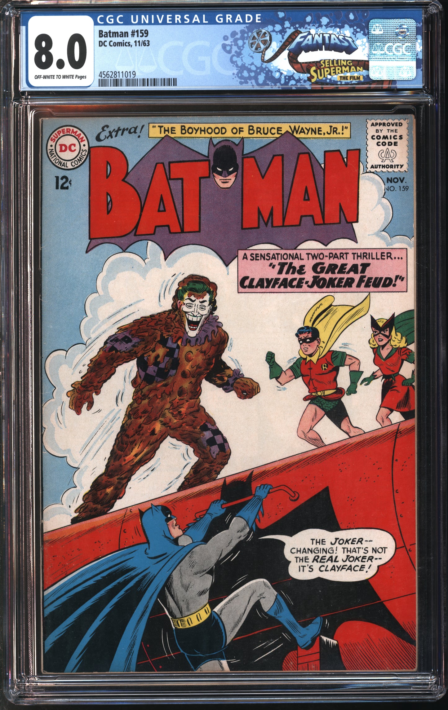 D.C. Comics Batman #159 11/63 FANTAST CGC 8.0 Off-White to White Pages