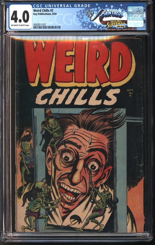 Key Pub. Weird Chills #2 9/54 FANTAST CGC 4.0 Off-White to White Pages