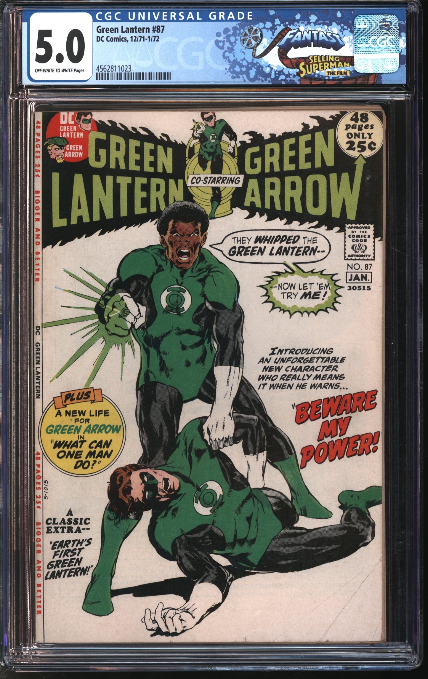 D.C. Comics Green Lantern #87 12/71-1/72 FANTAST CGC 5.0 Off-White to White Pages