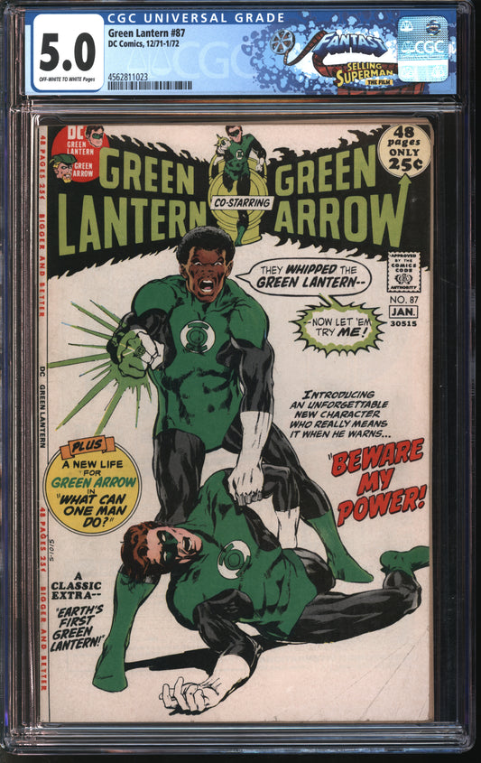 D.C. Comics Green Lantern #87 12/71-1/72 FANTAST CGC 5.0 Off-White to White Pages