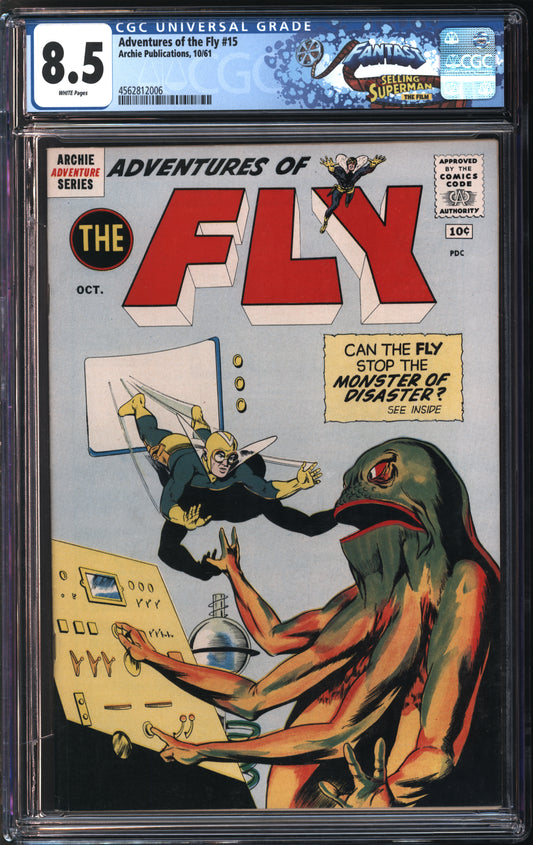 Archie Pub. Adventures of the Fly #15 10/61 FANTAST CGC 8.5 White Pages