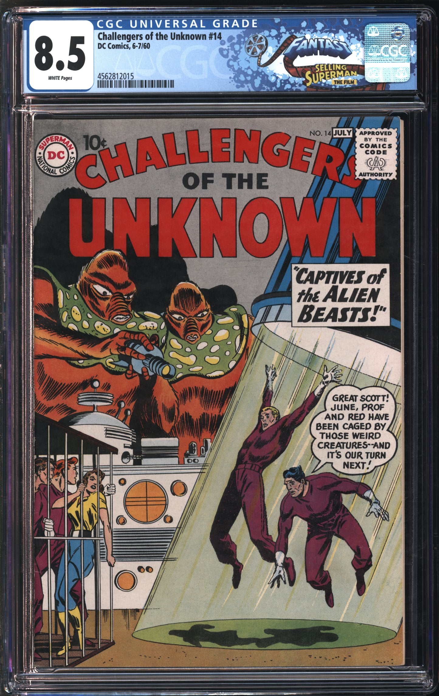 D.C. Comics Challengers of the Unknown #14 6-7/60 FANTAST CGC 8.5 White Pages